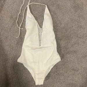 NWT | Roxy  Surf Bride White Mesh One-Piece Halter - S